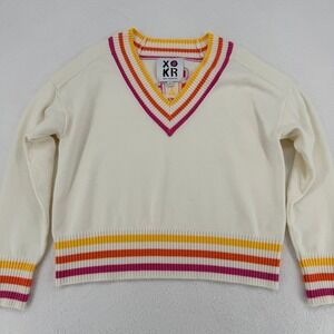 XOKR Kerri Rosenthal Get Happy V Neck Sweater Medium